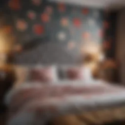 Elegant bedroom featuring floral wallpaper