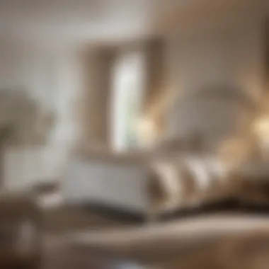 Stylish Bedroom with Abbey Park Set A serene and stylish bedroom showcasing the Abbey Park Antique White Upholstered Sleigh Bedroom Set.
