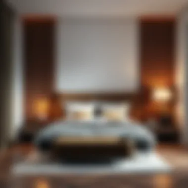 Contemporary Bedroom Design Contemporary bedroom with stylish arched floor lamp