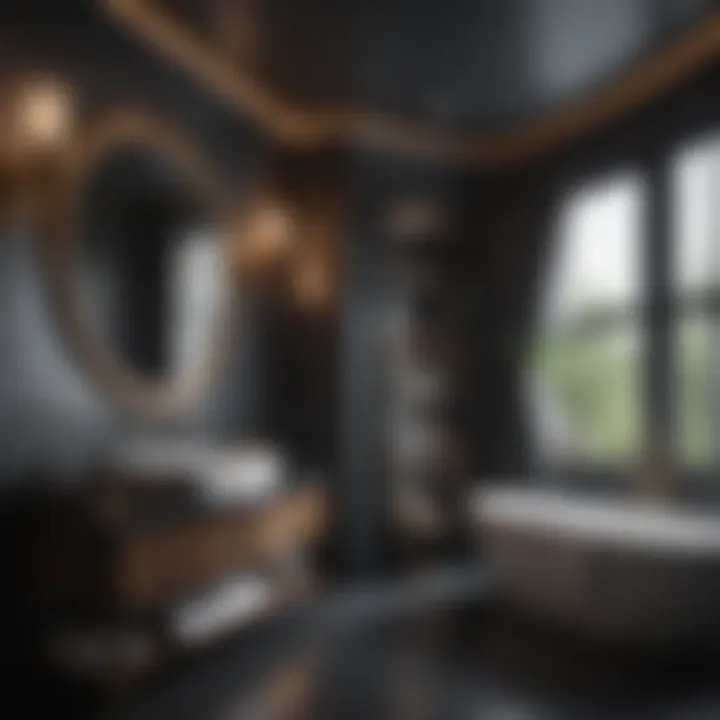 Luxurious bathroom featuring rich, dark tones