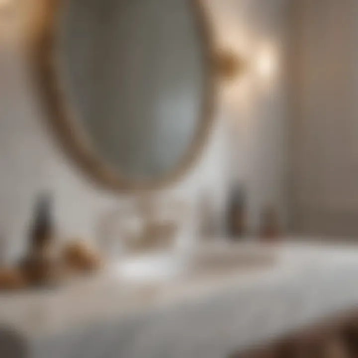 Luxurious bathroom vanity featuring marble countertop and stylish fixtures