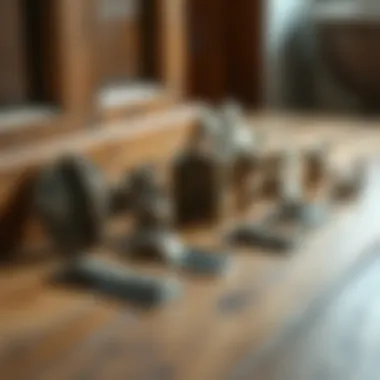 Variety of Bathroom Vanity Door Hinges Diverse types of bathroom vanity door hinges displayed on a wooden surface