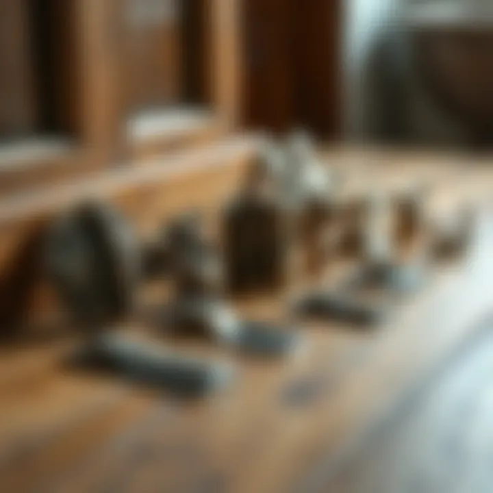 Variety of Bathroom Vanity Door Hinges Diverse types of bathroom vanity door hinges displayed on a wooden surface