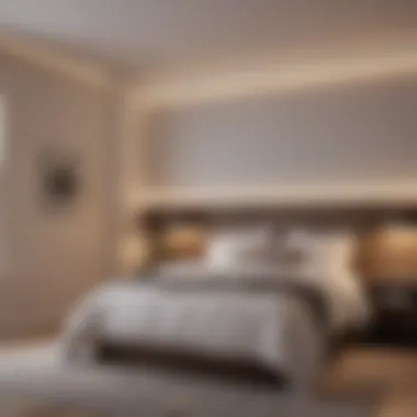 Easy installation of LED strip lights along a bedroom wall