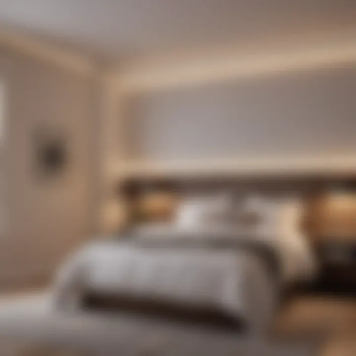 Easy installation of LED strip lights along a bedroom wall