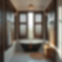 Elegant wooden blinds enhancing bathroom privacy