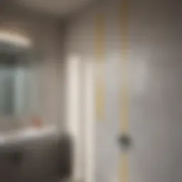 Measuring walls in a small bathroom using a tape measure