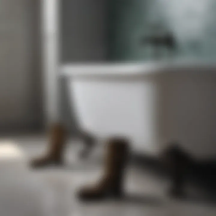 Modern bathroom design featuring contemporary cast iron feet