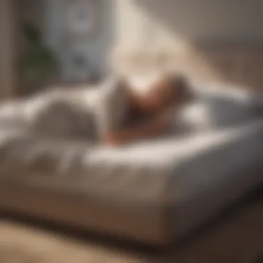 A peaceful sleeping environment with an elderly person comfortably resting on a mattress.