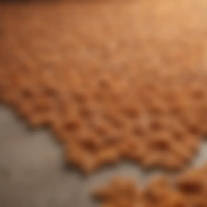 Close-up of textured light orange rug showcasing its material