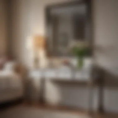 Elegant Console Table in Bedroom Elegant console table in a stylish bedroom setting