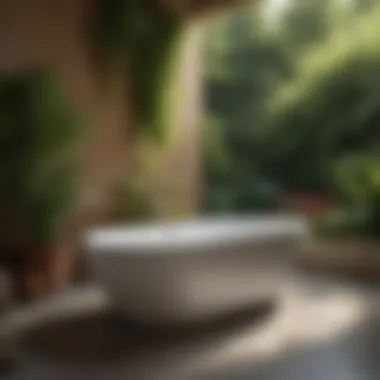 Elegant Corner Garden Bathtub Elegant corner garden bathtub set in a lush outdoor space