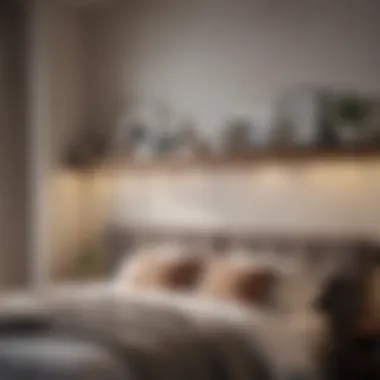 Cozy bedroom scene displaying a headboard integrated with stylish shelving units