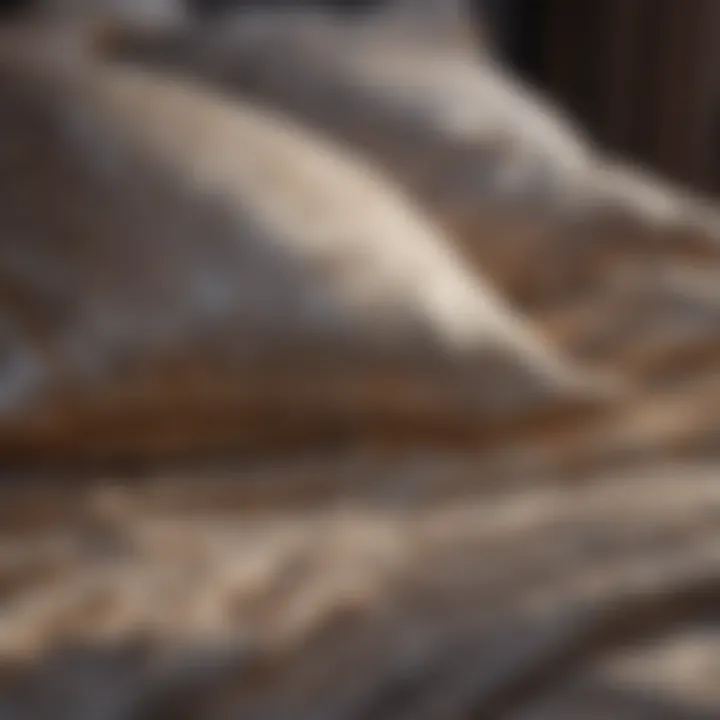 Close-up of luxurious bedding materials and layered textures