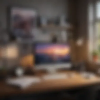 Organized Home Office Workspace An organized workspace with neatly arranged stationery and tech gadgets promoting efficiency