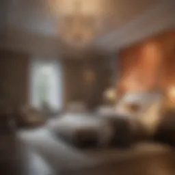 A beautifully designed bedroom showcasing a harmonious blend of colors and decor elements.