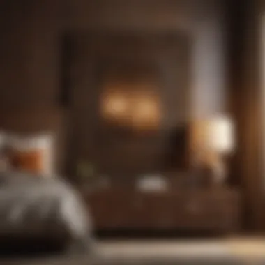 Textured Elements for a Warm Ambiance Textured elements enhancing the warmth of a brown bedroom