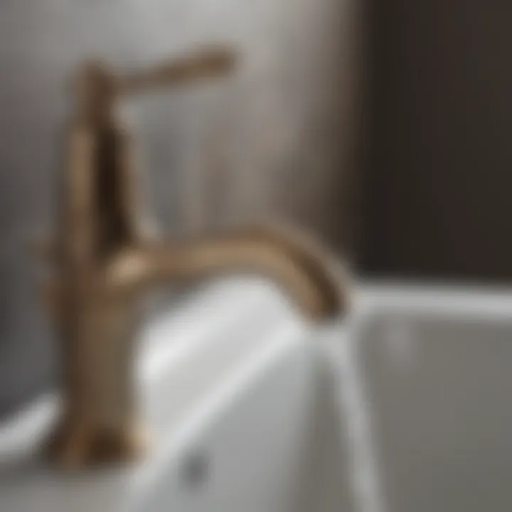 Close-up of Delta Bowery faucet detailing and finish