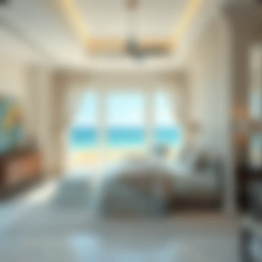 Serene beach master bedroom with ocean view