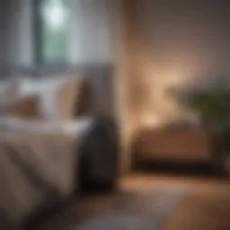 Modern air cleaner in a stylish bedroom setting