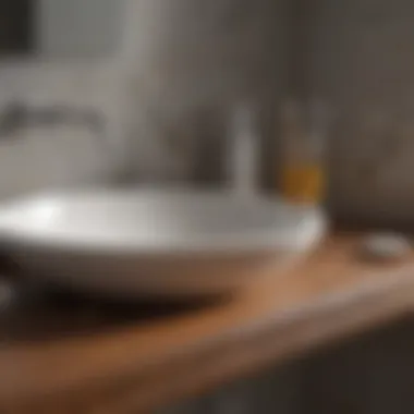 Close-up of different types of stains on a bathroom countertop