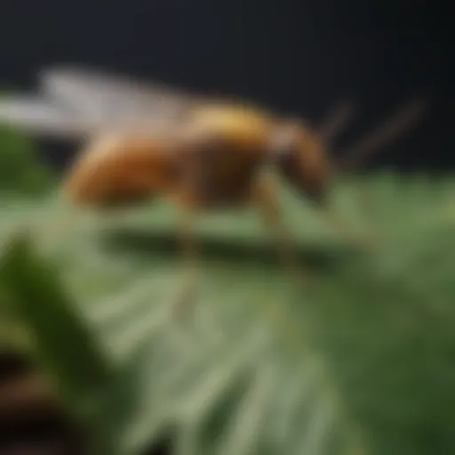 Close-up of a gnat resting on a leaf