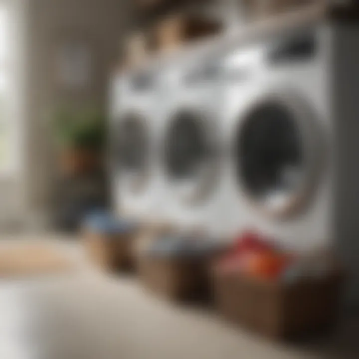 Color-coordinated baskets for organized laundry space