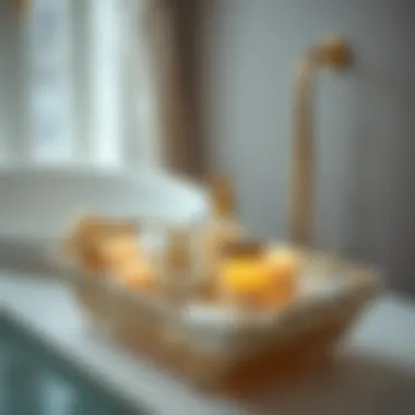 Stylish Bath Caddy Stylish bath caddy with candles and bath essentials
