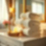 Luxurious bath towels arranged elegantly on a vanity