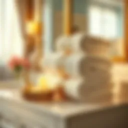 Luxurious bath towels arranged elegantly on a vanity