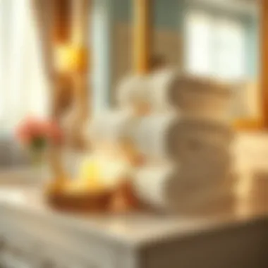 Luxurious Bath Towels Luxurious bath towels arranged elegantly on a vanity
