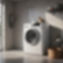 Modern washing machine in a sleek laundry room