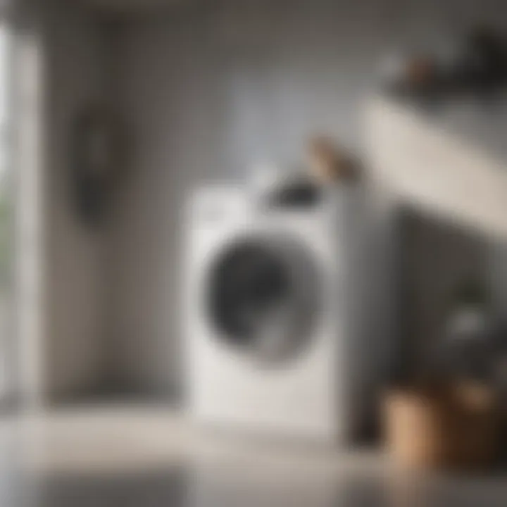 Modern washing machine in a sleek laundry room