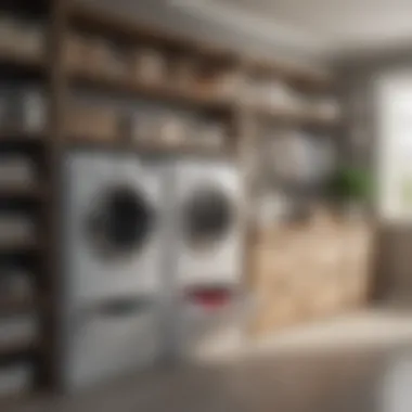 Efficient Organization with Shelving Solutions Organized shelves with laundry supplies and storage bins