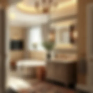 Functional Layout of a Spacious Bathroom with Vanity Interior view of a spacious bathroom featuring a functional 48-inch vanity