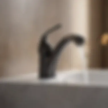 Close-up view of the sleek curves of an orb faucet