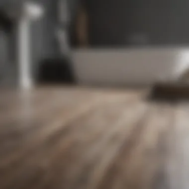 Contemporary laminate flooring in a chic bathroom setting