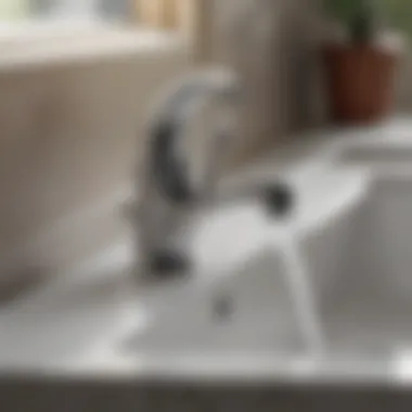 Close-up of a side mount faucet with polished finish