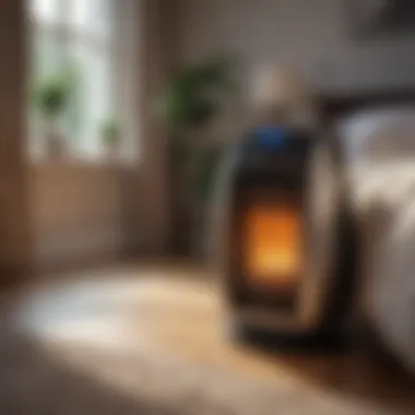 Space heater in a cozy bedroom setting