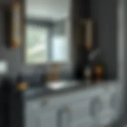 Luxurious black granite vanity top with elegant fixtures