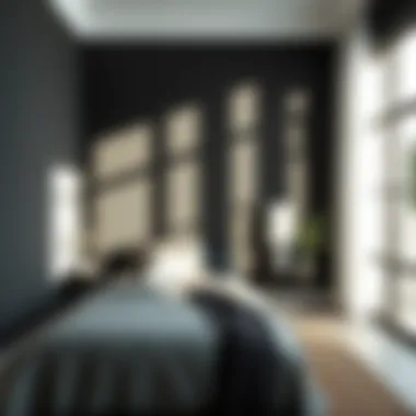 Minimalist Serenity in Black Tranquil black bedroom with minimalist decor and natural elements