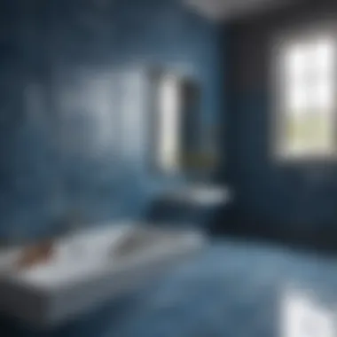 Comparison of Blue Tile Shades Comparison of different shades of blue tiles in a bathroom