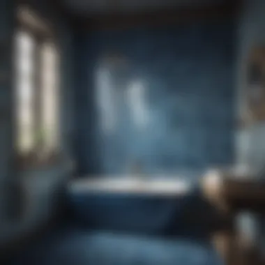 Stylish Blue Tile Layout Stylish bathroom featuring a unique blue tile layout