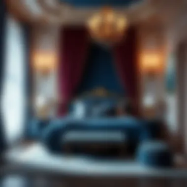 Opulent Jewel Tones Luxurious bedroom setup with rich jewel tones.