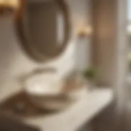 Elegant cream bathroom sink complemented by modern fixtures