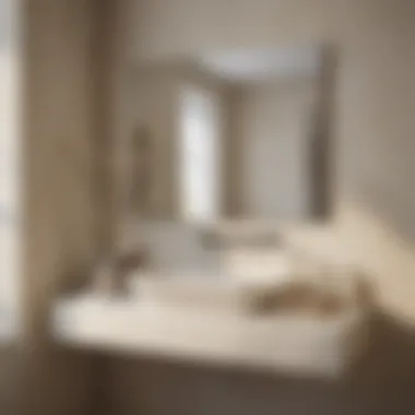 Bathroom featuring cream sink integrated into a minimalist design
