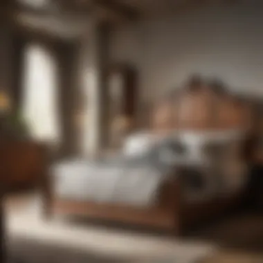 An inviting vintage bedroom set showcasing intricate woodwork and classic design elements