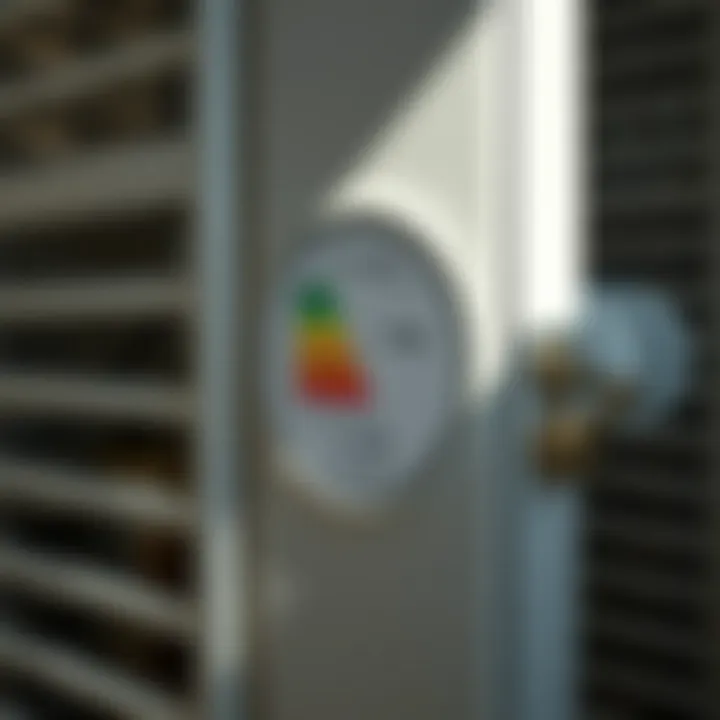 Understanding Energy Efficiency Ratings Energy efficiency rating label on a bathroom heater