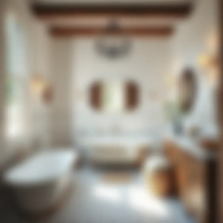 Elegance in Farmhouse Bathroom Design Elegant farmhouse bathroom with vintage fixtures and soft colors
