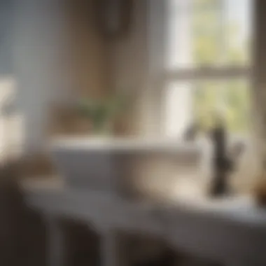 Elegant farmhouse pedestal sink with vintage faucet